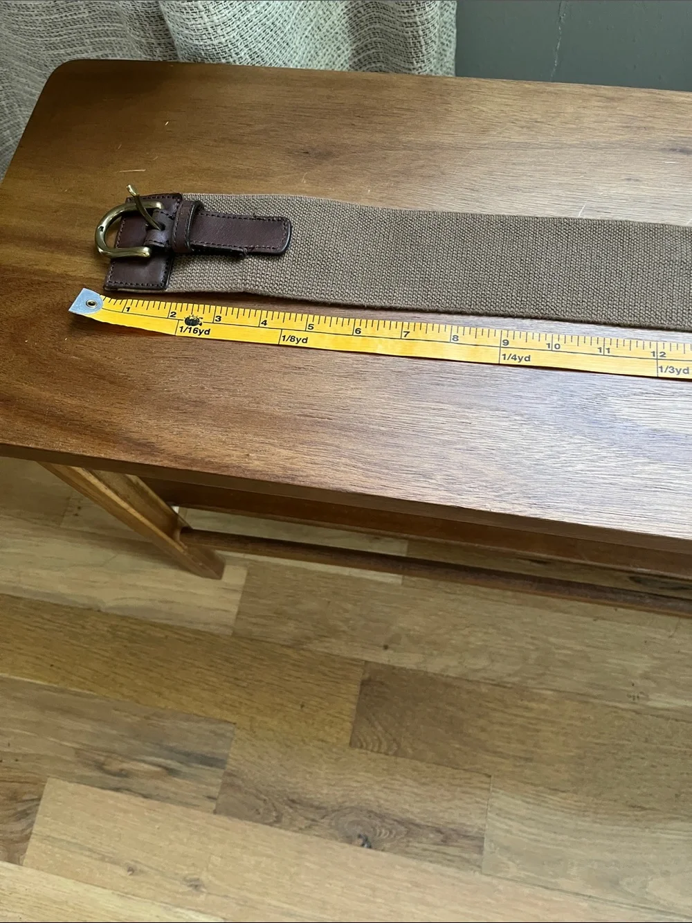 J Crew leather trim waist belt